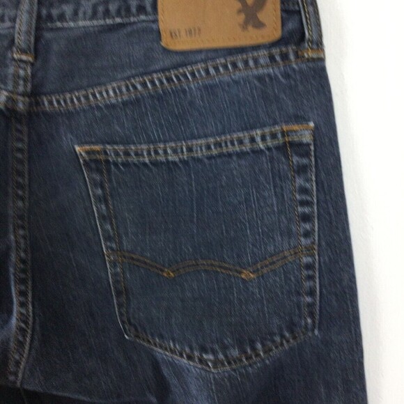 American Eagle Outfitters Men Original Straight Dark Wash Blue Denim Jeans 31/32 - Picture 4 of 9